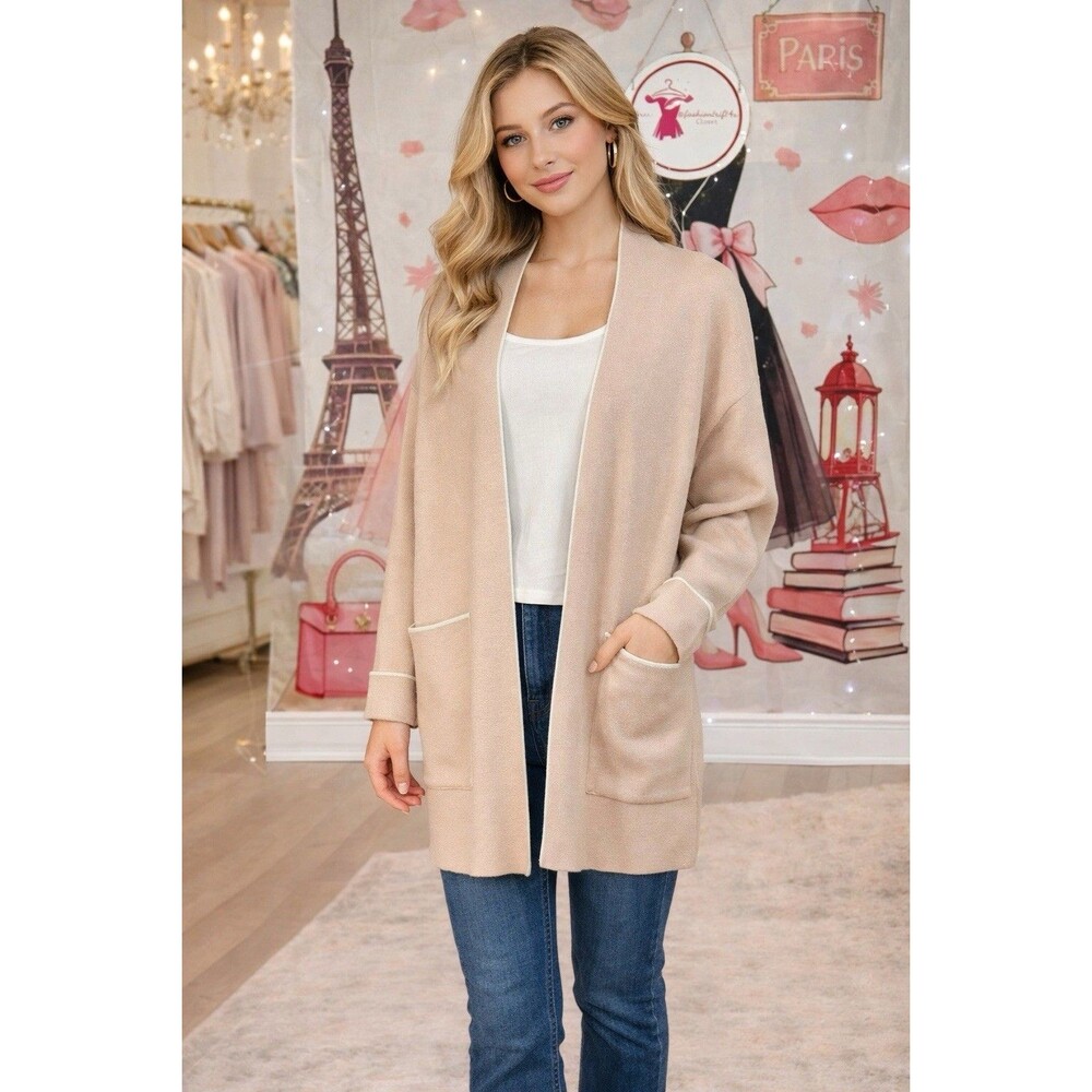 Zara Cream Oversized Knit Dress Cardigan Sz S - Picture 1 of 13
